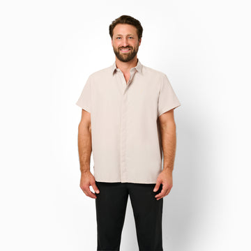 HIDDEN BUTTON SHORT SLEEVE PLACKET SHIRT